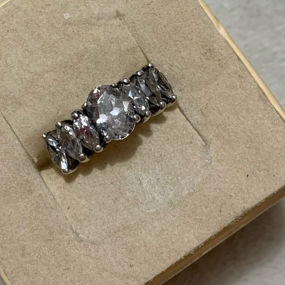 Sterling Silver 925JA Graduated Marquise Cut CZ Ring size 7 - Picture 8 of 13